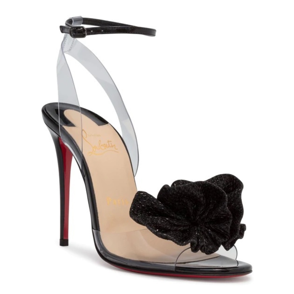 NEW Authentic Christian Louboutin "Fossiliza" Black Patent leather 37EU